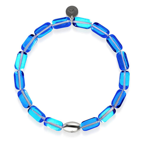 Bracelet galet en verre Galaxy en argent sterling 925 et saphir supernova